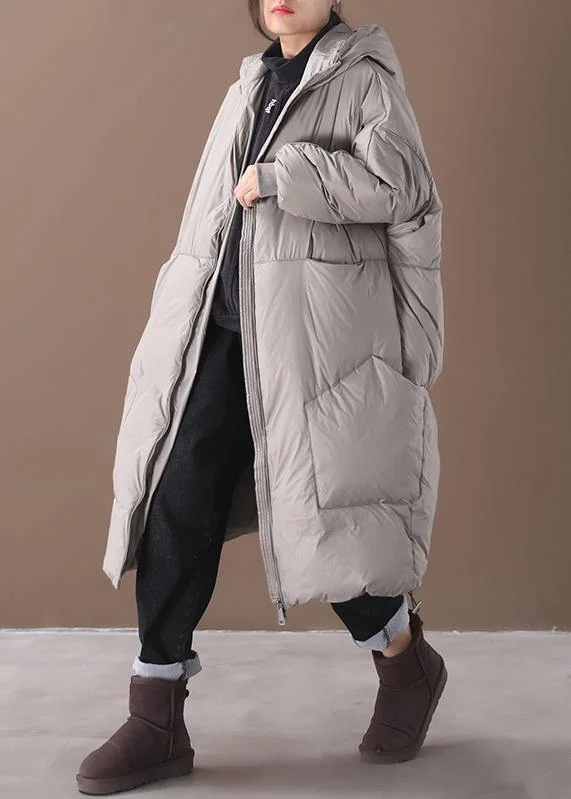 2024 plus size snow jackets gray hooded pockets goose Down coat