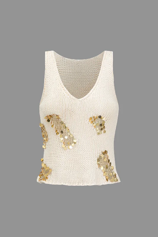 Sequin Sweater Cut Out Tank Top