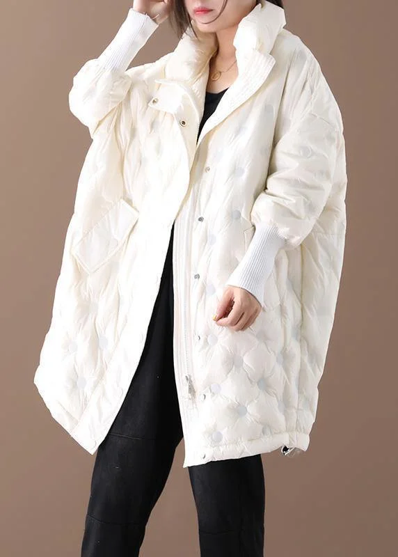 Casual plus size winter jacket winter coats beige stand collar zippered down jacket woman