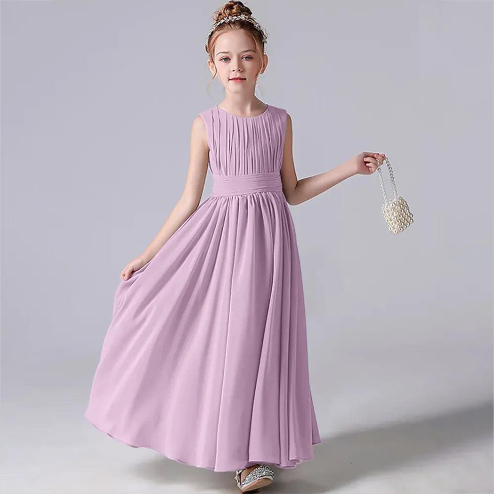 Chiffon Pleated Flower Girl Dress