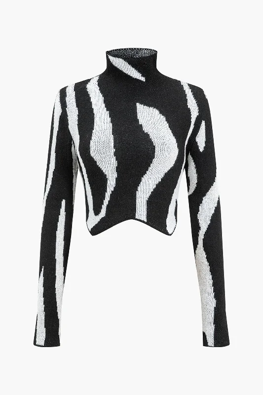 Contrast Sweater Long-Sleeve Top