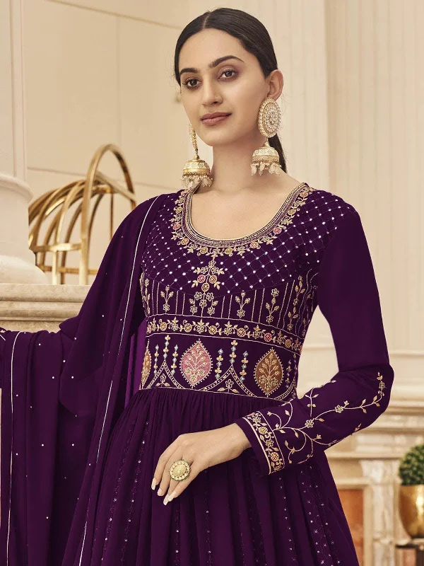 Women's Purple Floor Length Anarkali Kurta - Odette