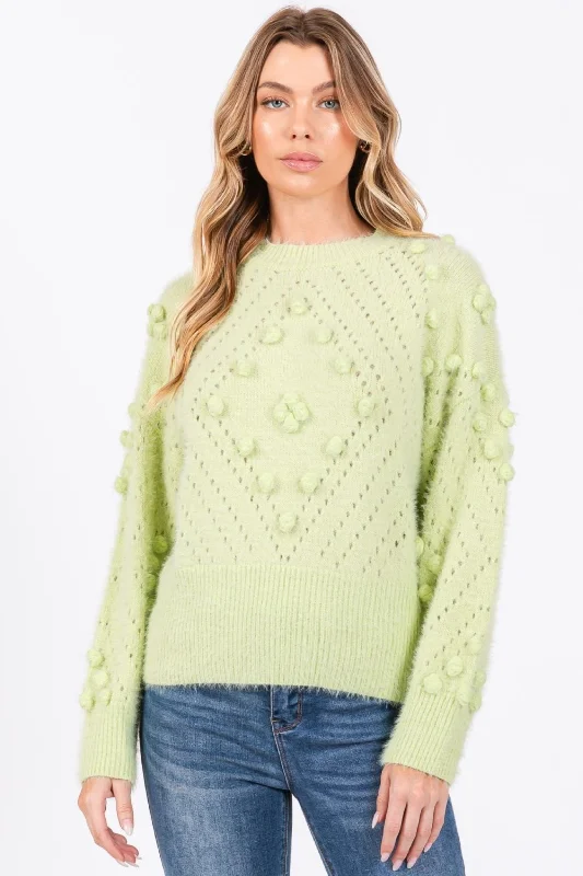 MINT MOHAIR POM POM LONG SLEEVES SWEATER SO7013T