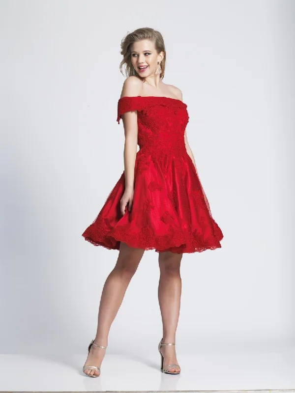 Dave & Johnny - 3900 off Shoulder Lace Applique Cocktail Dress