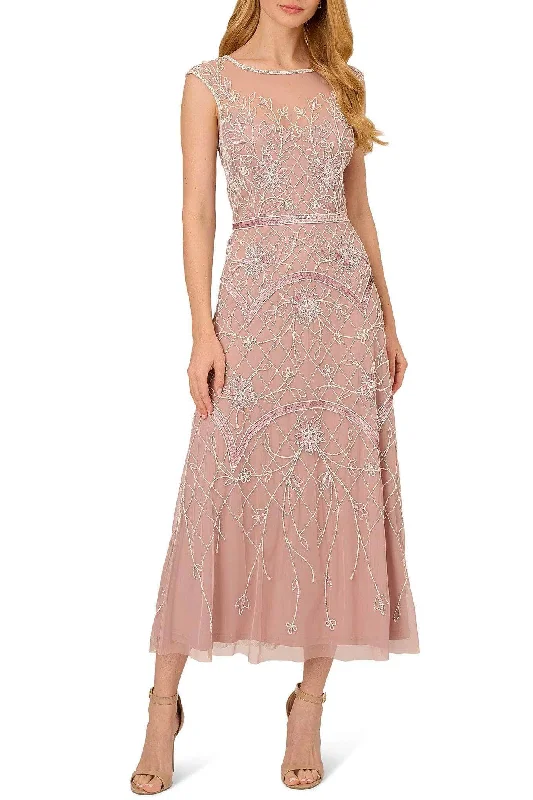 Adrianna Papell AP1E210426 P - Beaded Illusion Bateau Dress