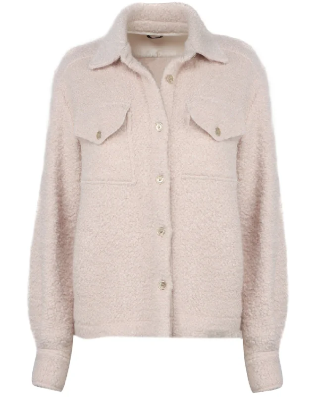 Rose Shearling Button Down Shirt Jacket