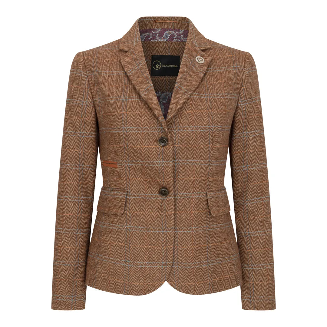 TPSTZ73 - Women's Oak Brown Tweed Blazer Waistcoat