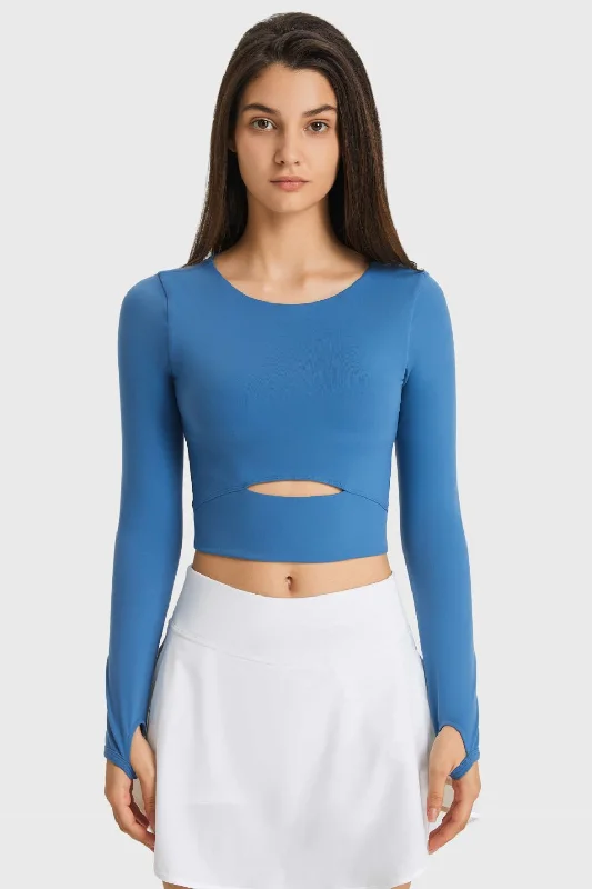 Millennia Cutout Long Sleeve Cropped Sports Top