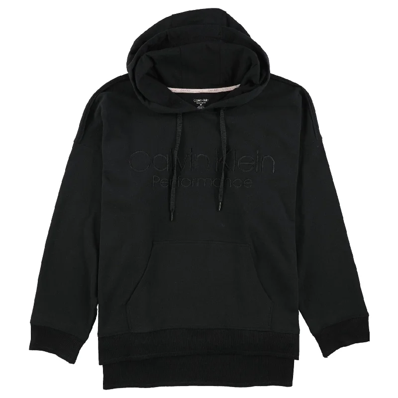 Calvin Klein Womens Side Stripe Hoodie Sweatshirt, Black, 2X