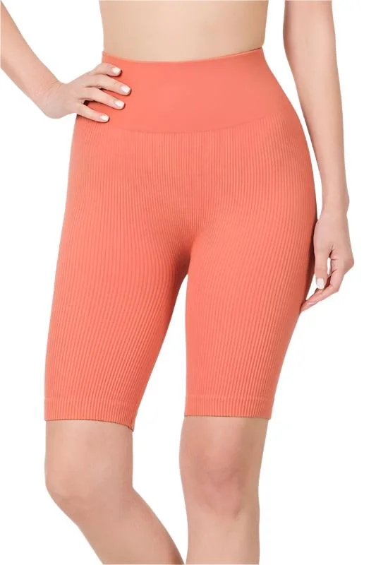 Seamless Ribbed High Waist Biker Shorts