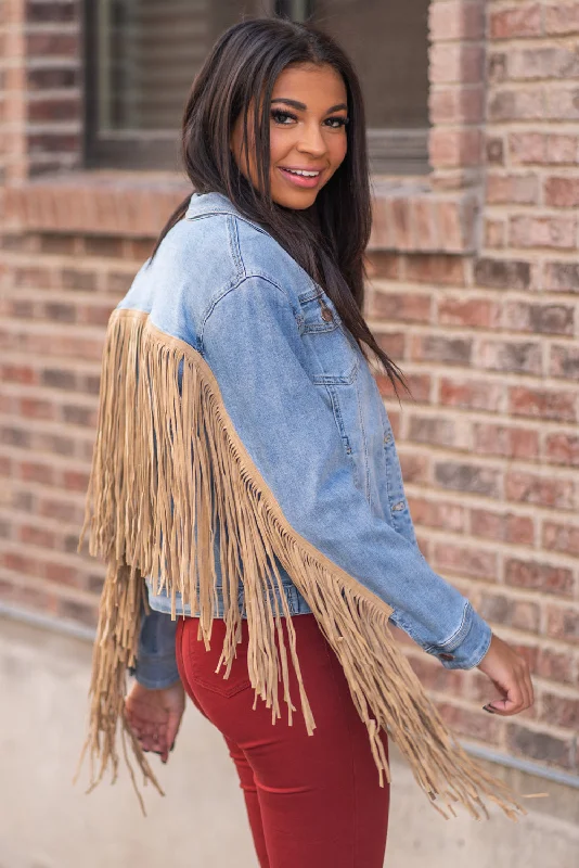 So Fun - Fringe Denim Jacket