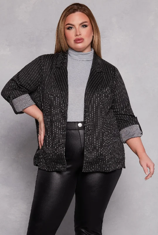 Plus Size Haute Monde Pinstripe Blazer