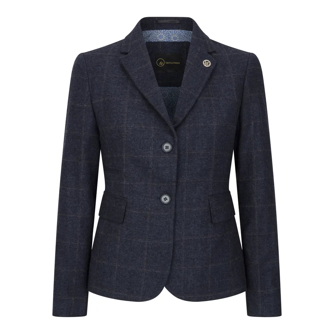 TPSTZ72 - Women's Navy Blue Tweed Blazer Waistcoat