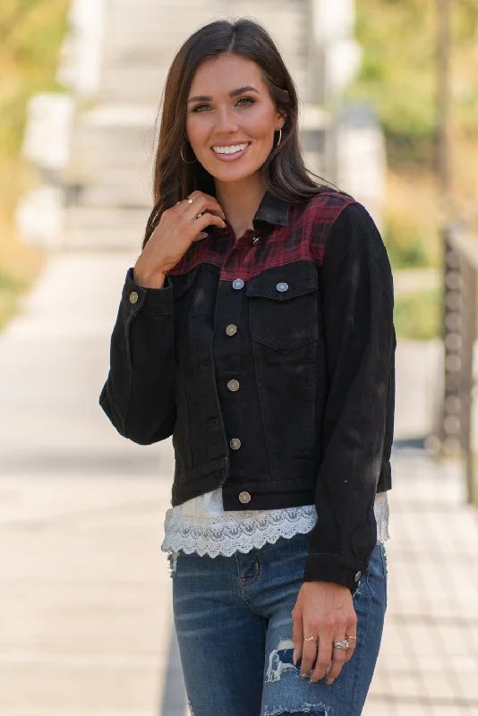 Aspen Buffalo Plaid Denim Jacket