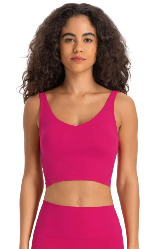 Deep V-Neck Crop Sports Bra