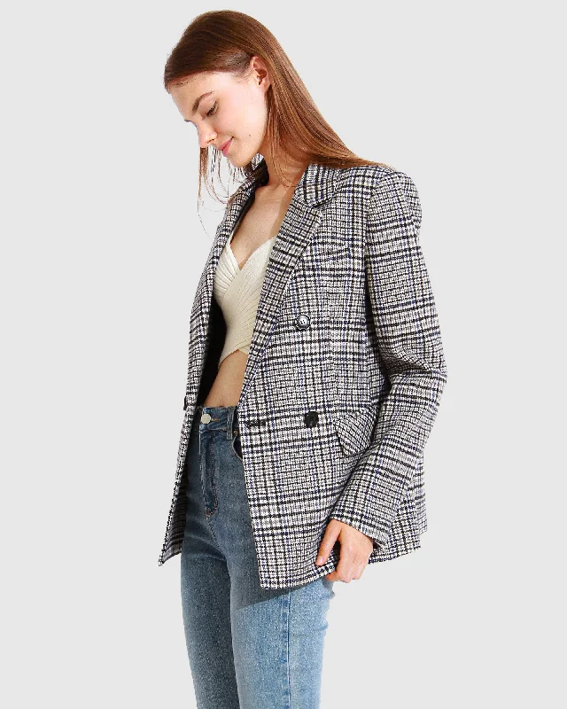 Piccadilly Wool Blend Plaid Blazer - Grey