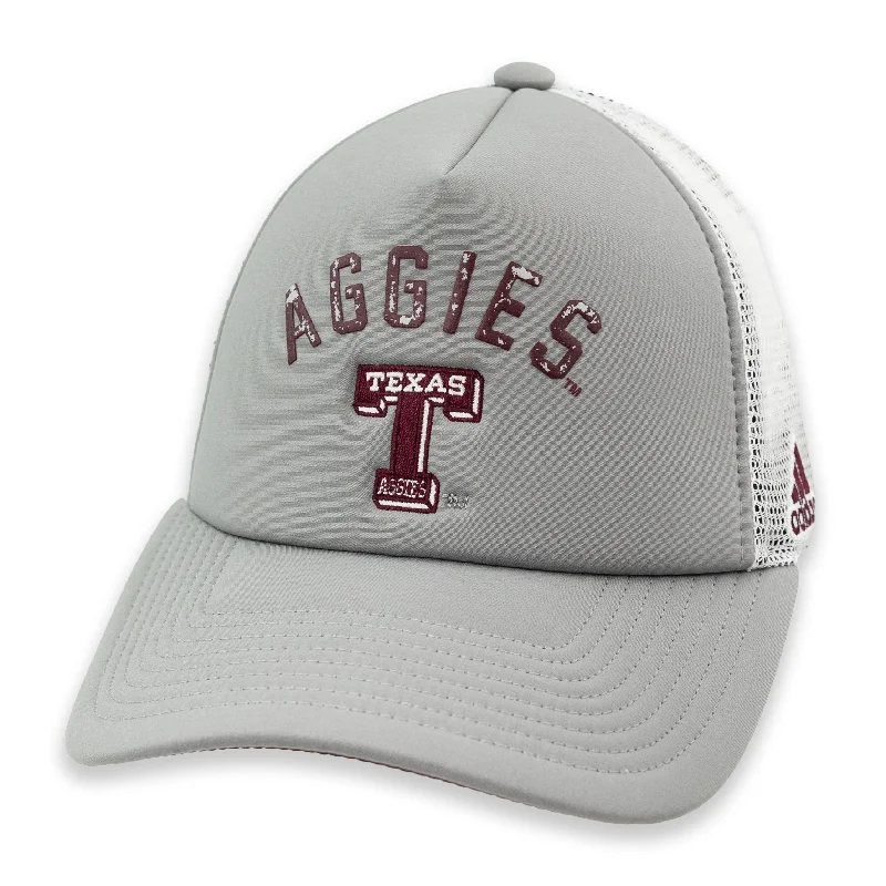 Texas A&M Aggies Block T Adidas Grey Foam Trucker Hat