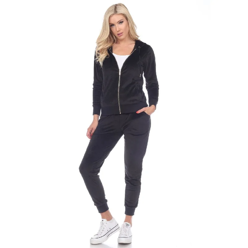 White Mark Womens Velour Tracksuit Set Zip Hoodie Sweatpants Multiple Sizes