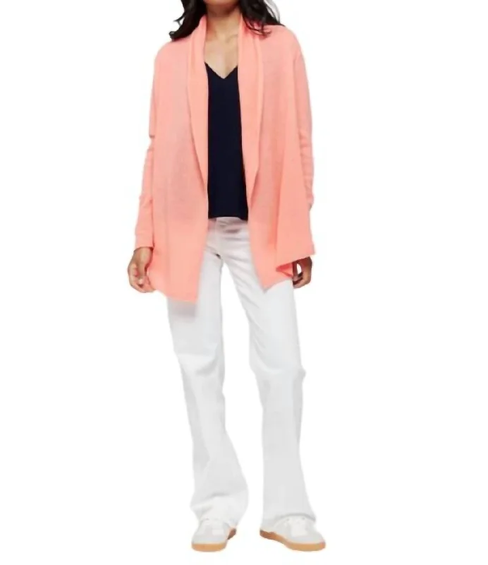 Mona Travel Cardigan In Neon Coral