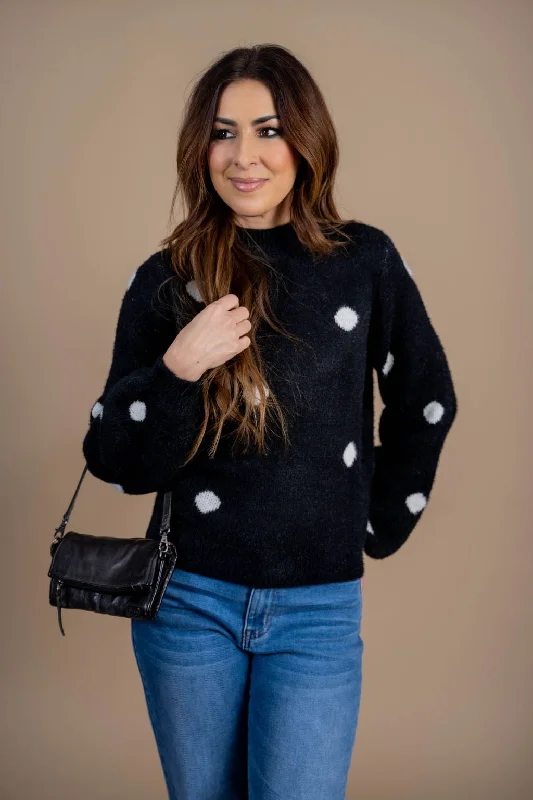 Polka Dot Mock Neck Sweater