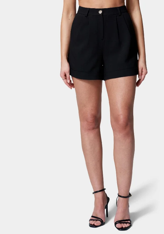 High Waist Woven Twill Short