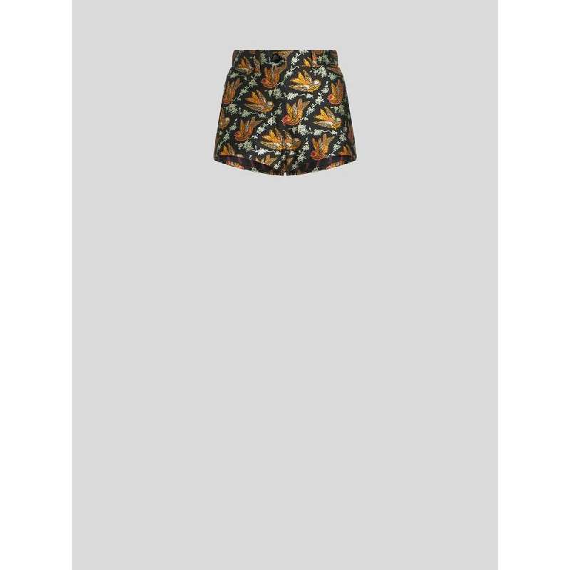 Jacquard Shorts With Birds All Over