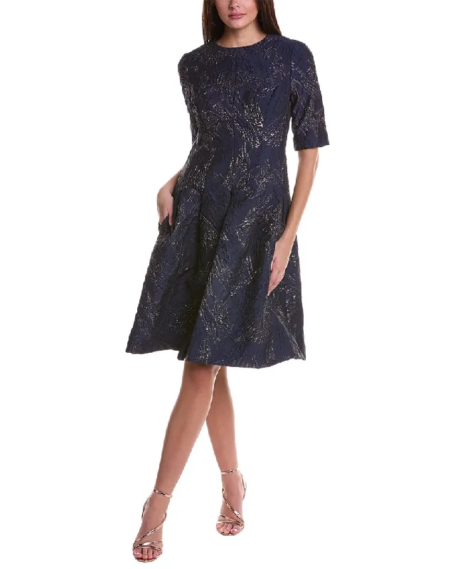 Teri Jon by Rickie Freeman Jacquard A-Line Dress