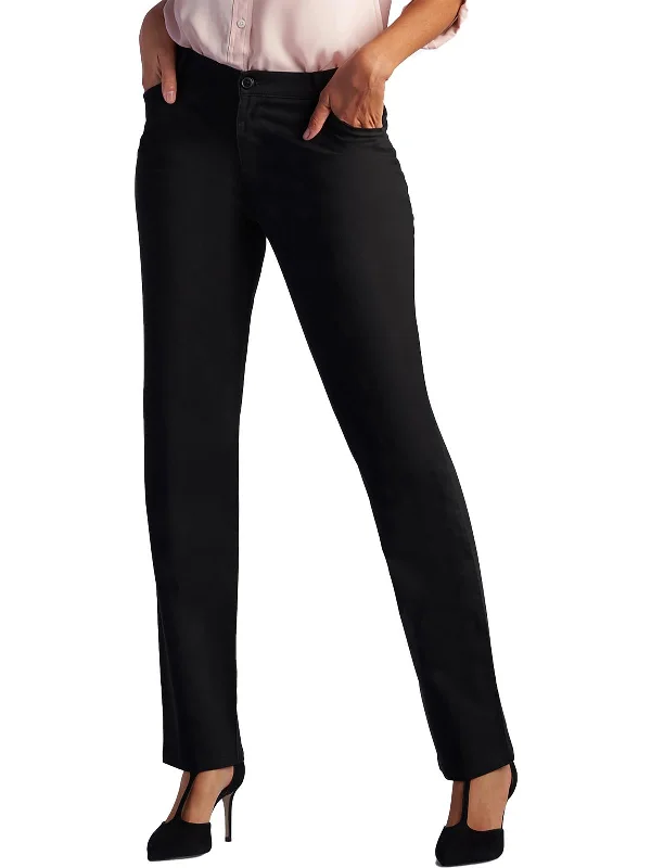 Womens Solid Relaxed Fit Casual Pants