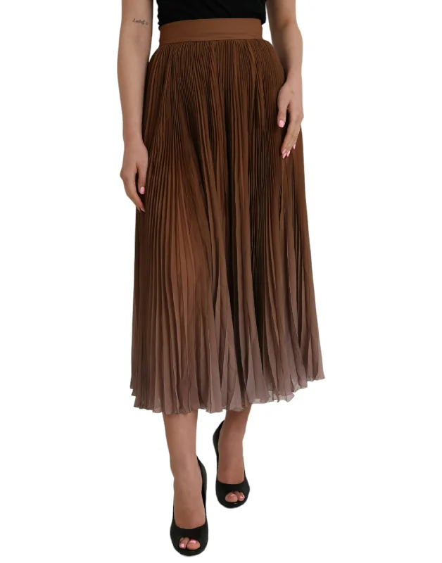 Dolce & Gabbana  Polyester Pleated High Waist Midi Women's Skirt