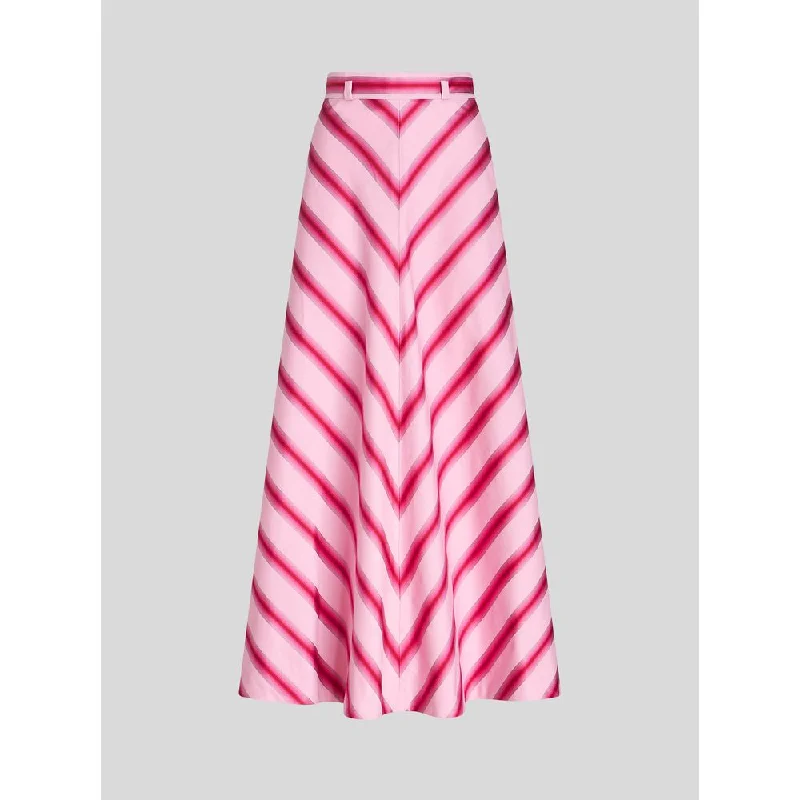 Long Skirt With Diagonal Stripes