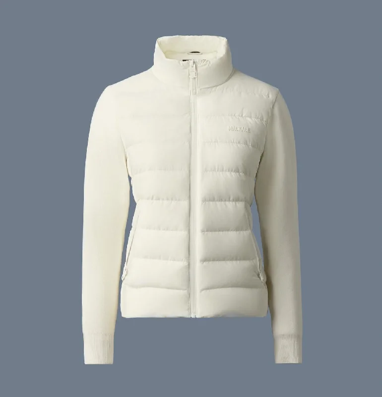 OCEANE-CITY Light down mixed-media jacket Cream