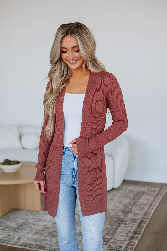 Maylin Ribbed Cardigan - Marsala