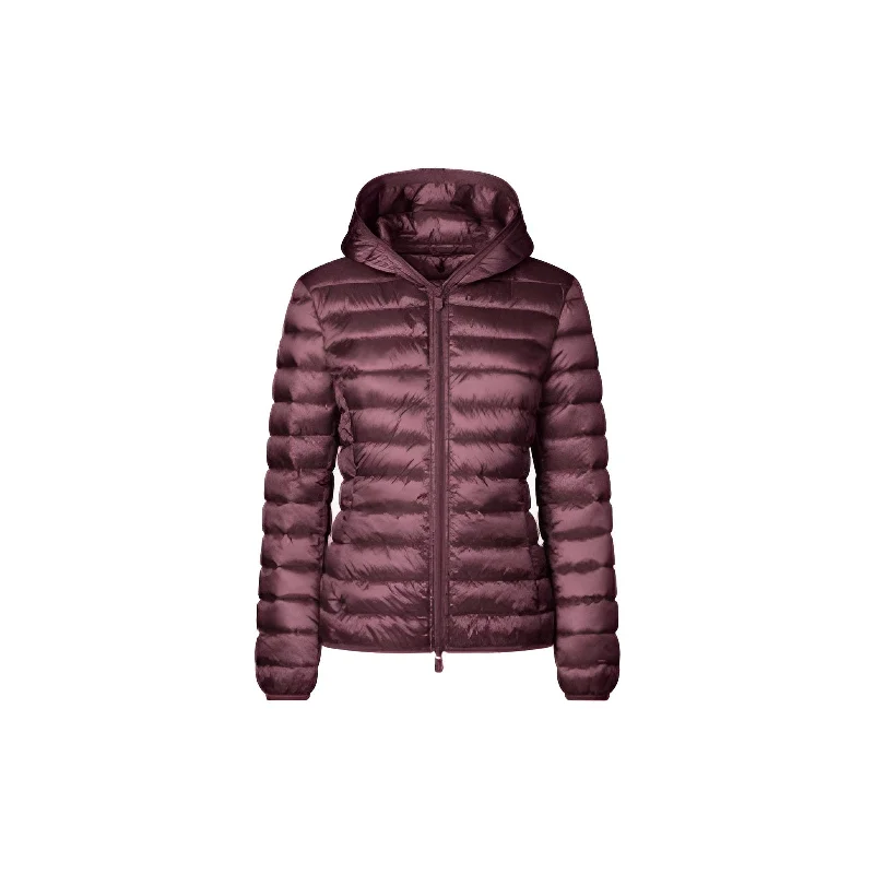 Woman's Alexis Hooded Puffer Jacket in Burgundy Black