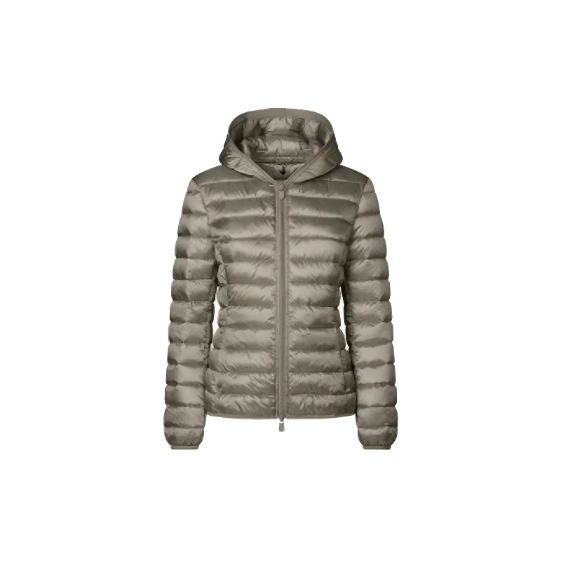 Woman's Alexis Hooded Puffer Jacket in Rainy Beige