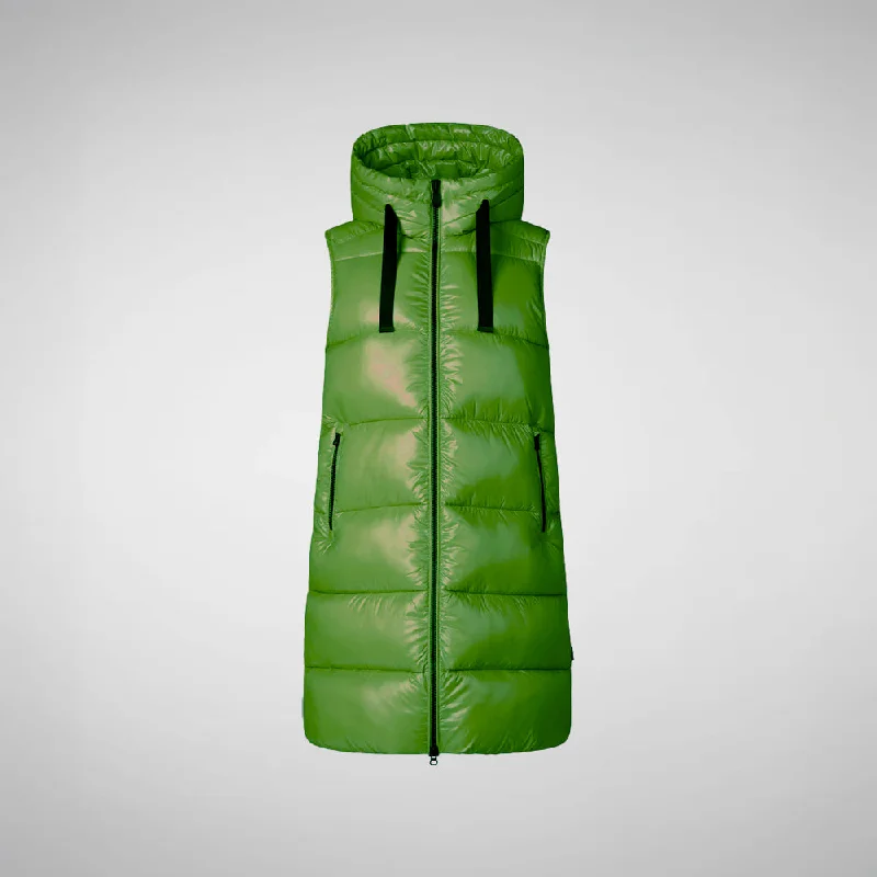 Woman's Iria Hooded Puffer Vest in Grass Green