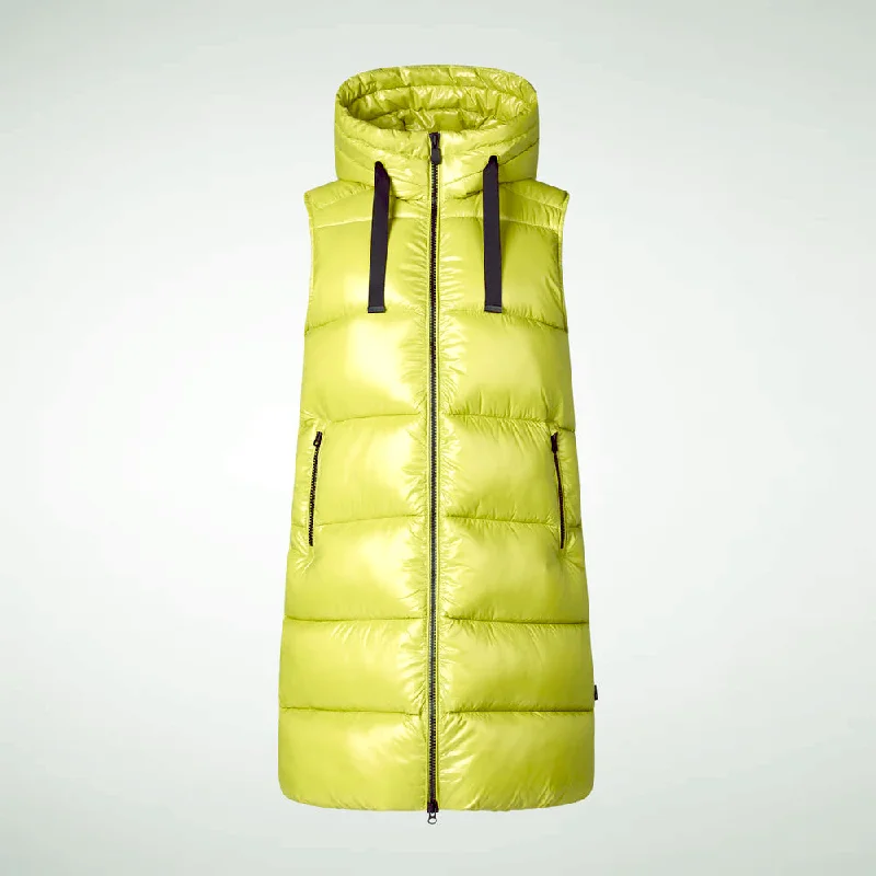 Woman's Iria Hooded Puffer Vest in Lichen Green