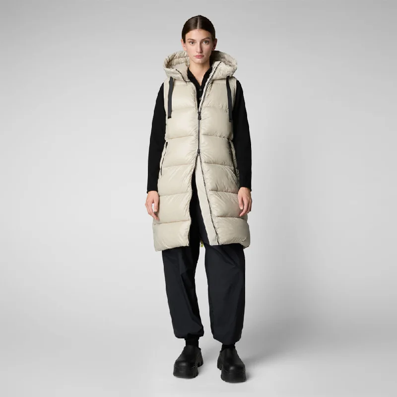 Woman's Iria Hooded Puffer Vest in Rainy Beige