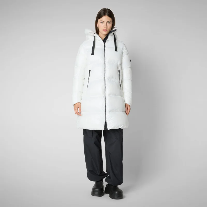 Women's Isabel Hooded Puffer Coat in Off White