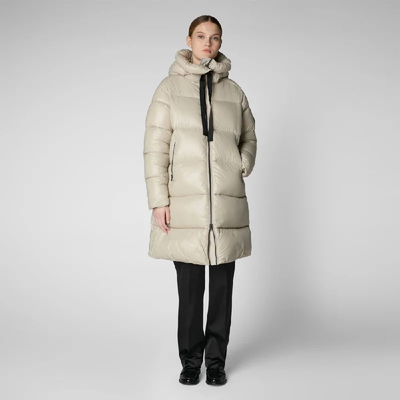 Women's Isabel Hooded Puffer Coat in Rainy Beige