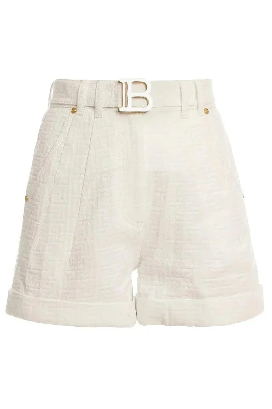 Belted Monogram Denim Shorts