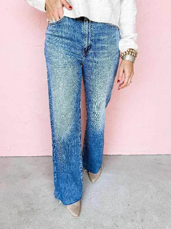 [DAZE] Far Out High Rise Wide Leg Jeans-Stunner